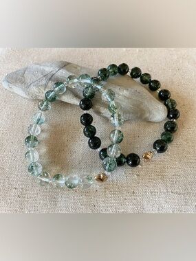 Set of two Crystal quartz Bead Stretch butterfly 🦋 Elegant Layering Bracelet Set